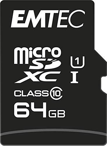 Emtec microSD Class10 Gold+ 64GB Memoria Flash MicroSDXC Clase 10 - Tarjeta de Memoria (64 GB, MicroSDXC, Clase 10, 85 MB/s, Negro, Oro)
