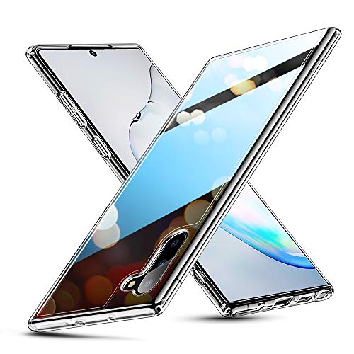 ESR Funda para Samsung Note 10 de Cristal Templado, Replica parte Trasera de Cristal, Resistente a arañazos, Borde suave de silicona para Samsung Galaxy Note 10 Transparente