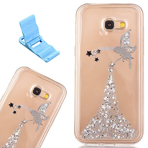Estuche para Galaxy A5 2017, SXUUCB Funda Protectora de Silicona Transparente con patrón de Estrella de Angel con Purpurina para Samsung Galaxy A5 2017 5.2" Plata + 1 Soporte Libre (Color al Azar) Estuche para Galaxy A5 2017, SXUUCB Funda Protectora de Silicona Transparente con patrón de Estrella de Angel con Purpurina para Samsung Galaxy A5 2017 5.2" Plata + 1 Soporte Libre (Color al Azar)