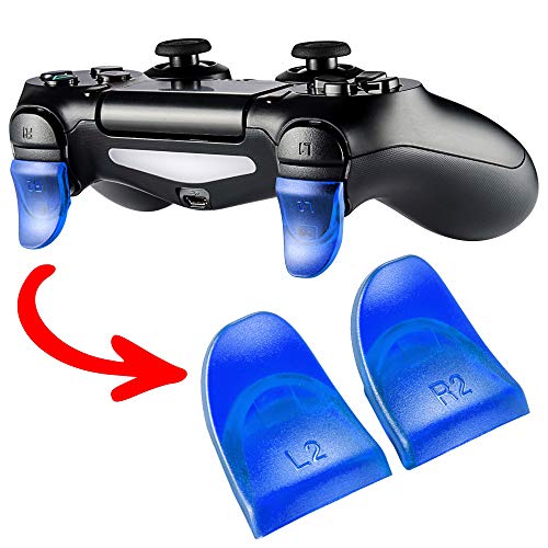 eXtremeRate 2 Pares de Gatillo Extensor L2 R2 Disparador de bontones Ajustables quickfire Trigger para Mando de Playstation 4 PS4 con JDM-030(Azul)