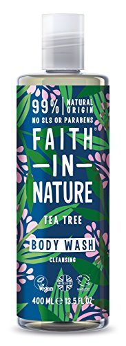 Faith in Nature Gel de Baño Natural de Árbol del Té, Purificante, Vegano y No Testado en Animales, sin Parabenos ni SLS, 400 ml