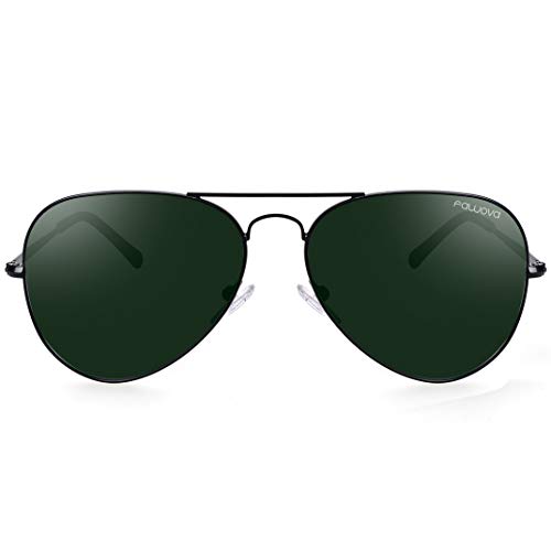 fawova Gafas Aviador Hombre Polarizadas con Lente Verde, Gafas Sol Hombre Polarizads Montura de metal Negro,Conducir, Pescar, Golf, Correr UV400, Cat.3 58mm(Negro, Verde) fawova Gafas Aviador Hombre Polarizadas con Lente Verde, Gafas Sol Hombre Polarizads Montura de metal Negro,Conducir, Pescar, Golf, Correr UV400, Cat.3 58mm(Negro, Verde)