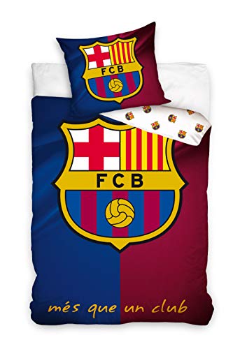 FC Barcelona - Juego de Funda nórdica y Funda de Almohada (140 x 200 cm y 63 x 63 cm respectivamente, algodón)