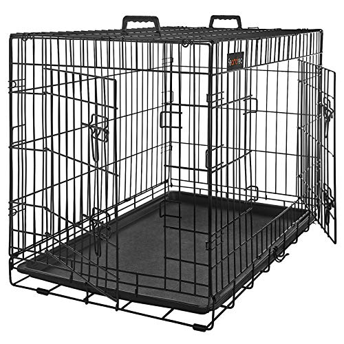 FEANDREA Jaula Metálica para Perros, Transportín Plegable para Mascotas, XXXL, 122 x 76 x 81 cm, Negro PD48H FEANDREA Jaula Metálica para Perros, Transportín Plegable para Mascotas, XXXL, 122 x 76 x 81 cm, Negro PD48H