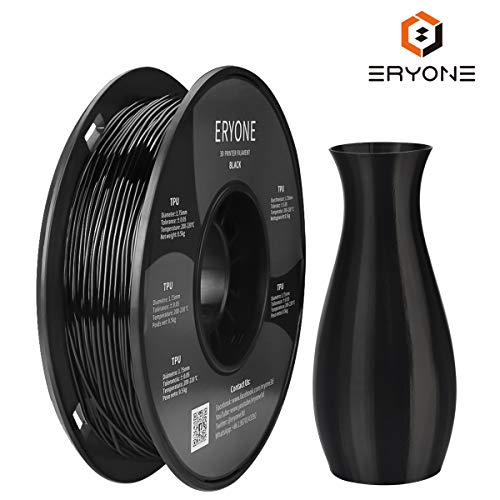 Filament TPU 1.75mm Black, Eryone TPU Filament 1.75mm, 3D Printing Filament TPU for 3D Printer, 0.5kg 1 Spool