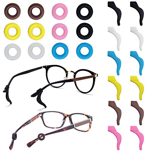 FineGood 12 pares de retenedores de gafas, de silicona antideslizante para gafas de sol de lectura FineGood 12 pares de retenedores de gafas, de silicona antideslizante para gafas de sol de lectura