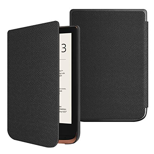Fintie Funda Compatible con Pocketbook Touch HD 3 / Touch Lux 4 / Basic Lux 2 E-Reader - Súper Delgada y Ligera Carcasa de Cuero Sintético con Auto-Reposo/Activación, Negro