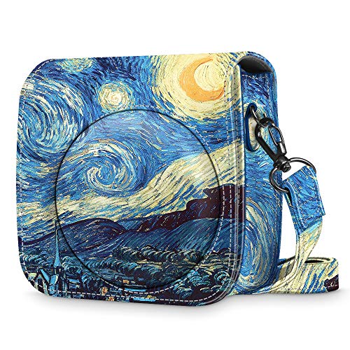 Fintie Funda para Fujifilm Instax Mini 9 / Mini 8+ / Mini 8 - Bolsa Protectora para Cámara Instantánea Cuero Sintético de Primera Calidad con Correa Desmontable, Noche Estrellada