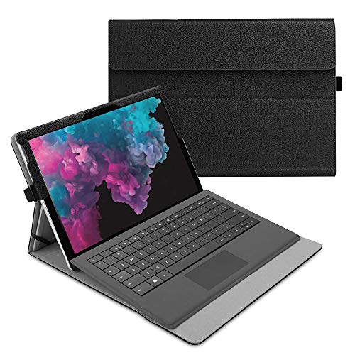 Fintie Funda para Microsoft Surface Pro 7 (2019)/Pro 6 (2018)/Pro 5/Pro 4/Pro 3 - Múltiples Ángulos Carcasa Función de Soporte Compatible con Teclado Type Cover(Teclado No Incluido), Negro