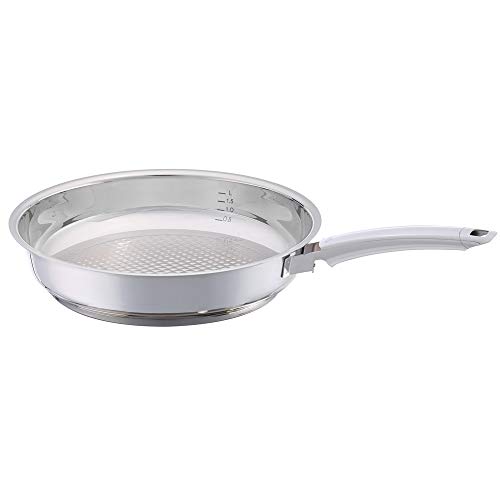 Fissler crispy steelux premium / Sartén de acero inoxidable (Ø 26 cm) Sartén sin revestimiento, fritura baja en grasa - todos los tipos de estufas también de inducción