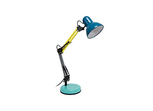 Fisura | Lámpara de Escritorio"Ralph" Articulada, Flexo de mesa Decorativo. 57 x 14 cm. Bombilla E27. Metal. (Azul)