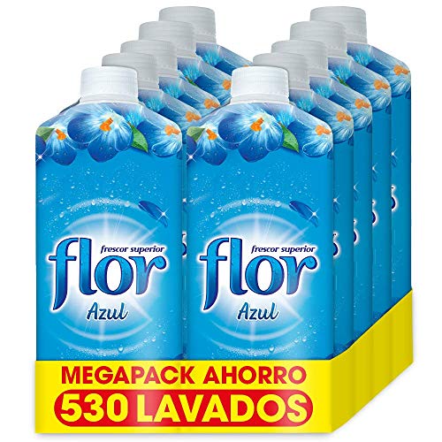 Flor - Suavizante para la ropa concentrado, aroma azul - Pack de 10, hasta 530 dosis