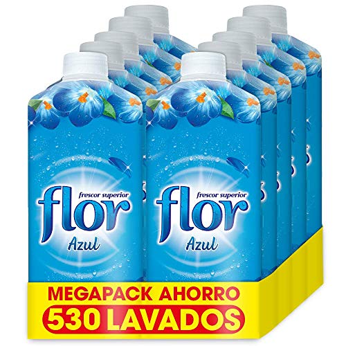 Flor - Suavizante para la ropa concentrado, aroma azul - Pack de 10, hasta 530 dosis Flor - Suavizante para la ropa concentrado, aroma azul - Pack de 10, hasta 530 dosis