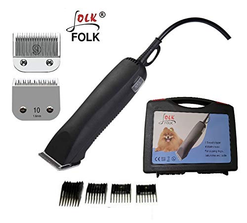 Folk Esquiladora peladora 45w Perros,Cuchillas Serie A5 Caballos, Gatos cortapelo (con 2 Cabezales Nº9 y Nº10) Folk Esquiladora peladora 45w Perros,Cuchillas Serie A5 Caballos, Gatos cortapelo (con 2 Cabezales Nº9 y Nº10)