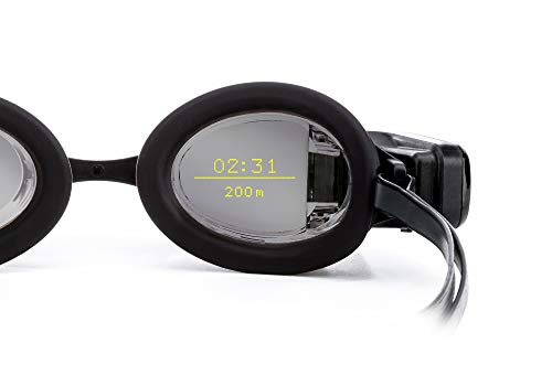 FORM Smart Swim Goggles - Gafas de natación inteligentes con pantalla transparente, diseño premium con recubrimiento antiempañante - Lentes de espejo de plata