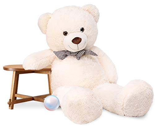 FSN Oso de Peluche Gigante Grande Teddy, 120cm Juguete de Peluche Osito Suave y Cariñoso Niños y Adultos Blanco