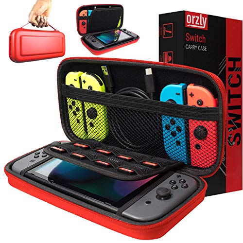 Funda de Orzly para Transportar la Nintendo Switch – Rojo Funda Dura de Viaje para Llevar la Nintendo Switch y Sus Accesorios