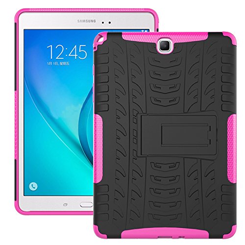Funda Galaxy Tab A 9.7 2015 (SM-T550/SM-T555), Carcasa Original Todo Nuevo Caso 360 Grados Protección/PC + TPU 2-In-1/Heavy Duty Tough Armor/Soporte para Galaxy Tab A 9.7-Rosa