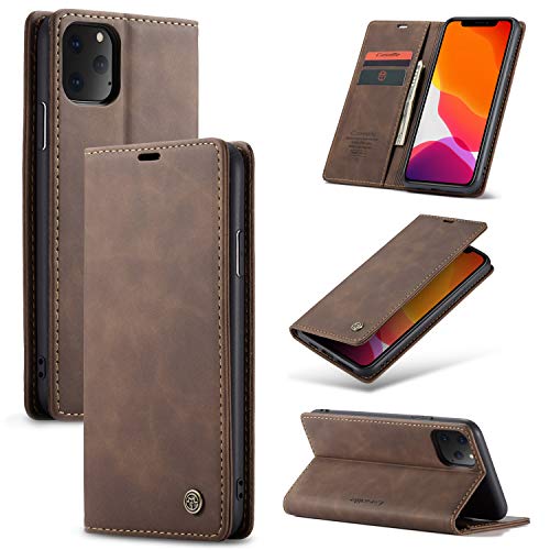 Funda Libro de Cuero CaseMe con Carcasa Interna para iPhone 11 Pro MAX - con Ranura de Tarjetas y Billetes, Función Smart, Delgada y Stand (iPhone Pro MAX, Brown)