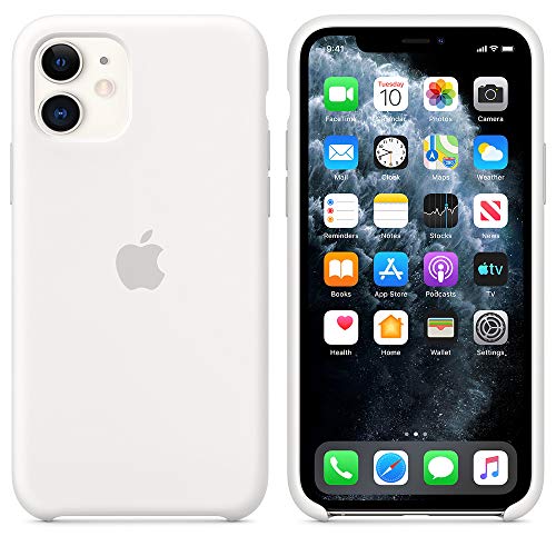 Funda Silicona para iPhone 11 Silicone Case, Calidad, Textura Suave, Forro Interno Microfibra (Blanco)