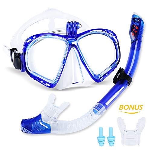 Gafas de Buceo Uvistare Snorkel Set Máscara de Esnórquel con Máscara Antivaho y Snorkel Seco, Incluye Válvula de Purga y Máscara de Antienvejecimiento Tacher Set de Snorkel para Adultos y Niños