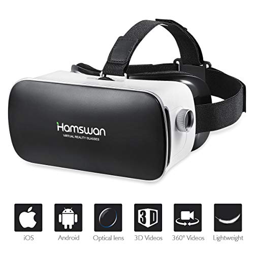 Gafas de Realidad Virtual, [Regalos para Padre] HAMSWAN Gafas 3D VR, VR Glasses con Visión Panorámico de 360 Grados Película 3D Juego Immersivo para Móviles 4.7-6.0 Pulgada