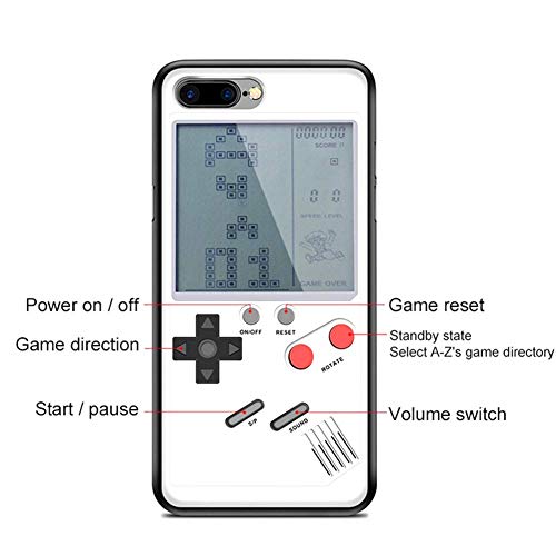 Gameboy Funda para iPhone Fundas con Cubierta Protectora Suave Reproductor de Juegos portátil con Sistema de Juegos Retro Tetris Blanco (iPhone 6/6S/7/8 Plus)