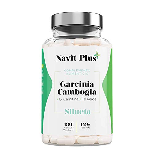 Garcinia Cambogia 1200mg DDR + L-Carnitina + Té Verde | Reductor del apetito | Quemagrasas 100% natural | Fabricado en España | Código Nacional Farmacia 194557.0 | 180 cápsulas vegetales | Navit Plus