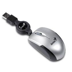 Genius Micro Traveler - Ratón, USB, con Cables, Óptico, 1200 dpi, Windows Vista/XP/2000 Mac OS X+, Plateado