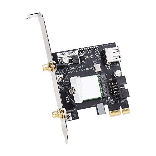 GIGABYTE GC-WB1733D-I Adaptador y Tarjeta de Red WLAN/Bluetooth 1733 Mbit/s Interno - Accesorio de Red (Interno, Inalámbrico, PCI Express, WLAN/Bluetooth, Wi-Fi 5 (802.11ac), 1733 Mbit/s)