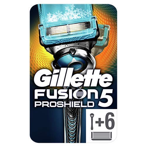 Gillette Fusion5 ProShield Chill - Maquinilla de Afeitar con 6 Cuchillas de Afeitar, Paquete Apto para el Buzón de Correos