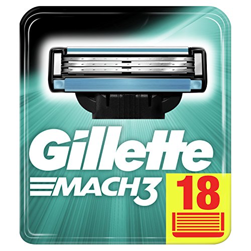 Gillette Mach3 - 18 Cuchillas de Afeitar, Paquete Apto para el Buzón de Correos, con Hojas más Fuertes que el Acero