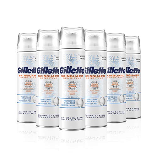 Gillette SkinGuard Espuma de Afeitado Piel Sensible para Hombre 250 ml - Pack de 6
