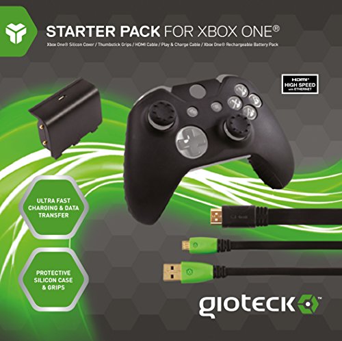 Gioteck - Starter Pack: Batería, Cable P&C, Grips, HDMI, Funda (Xbox One)