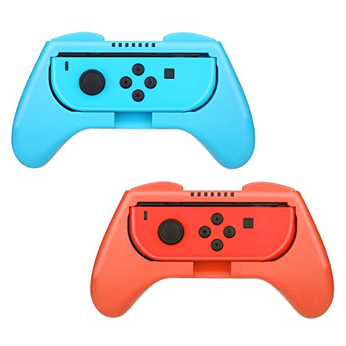 HEYSTOP Nintendo Switch Joy-con Grips (2 Piezas), Mando Joy-con Grip Kit, Funda Protector Handle Kits para Mandos Joy-con Set de Nintendo Switch Controller, Rojo & Azul