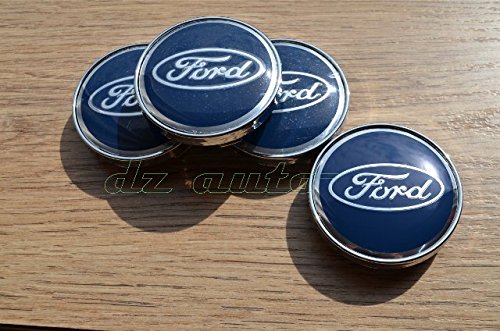 Insignias Ford con el distintivo de la marca para el centro del eje de las llantas del coche, color azul, 4 piezas de 60 mm.
