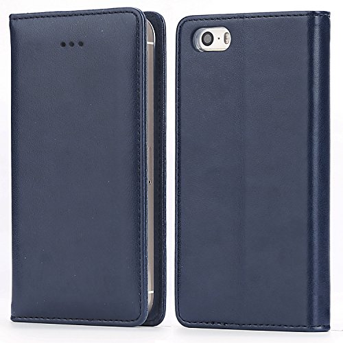 IPHOX Funda Compatible Con iPhone SE 2016 (No para 2020) / iPhone 5S / iPhone 5, Funda con Tapa de Cuero con Cartera en Folio Premium Para Apple iPhone SE 2016 / 5S / 5, Blue/E IPHOX Funda Compatible Con iPhone SE 2016 (No para 2020) / iPhone 5S / iPhone 5, Funda con Tapa de Cuero con Cartera en Folio Premium Para Apple iPhone SE 2016 / 5S / 5, Blue/E