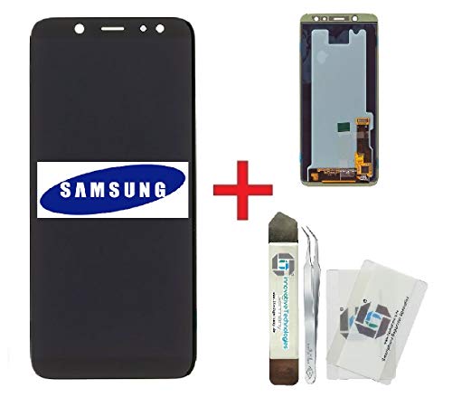iTG® PREMIUM Juego de reparación de cristal de pantalla para Samsung Galaxy S7 Negro (Black Onyx) - Panel táctil frontal original para SM-G930F + 3M Adhesivo precortado y iTG® Juego de herramientas