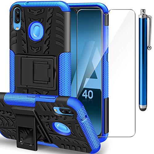 ivencase Funda Samsung Galaxy A40 + Protector de Pantalla, Samsung A40 2 en 1 Duro PC Funda y Soft TPU Cáscara de Cubierta Protectora de Doble Funda Caso para Samsung Galaxy A40