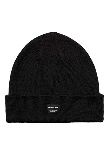 JACK & JONES JJDNA BEANIE NOOS, Gorro de punto Hombre, Negro (Black), Talla única JACK & JONES JJDNA BEANIE NOOS, Gorro de punto Hombre, Negro (Black), Talla única