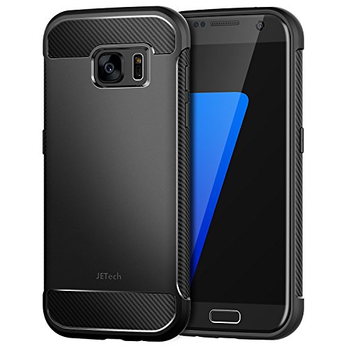 Jetech Funda para Samsung Galaxy S7, Carcasa con Fibra de Carbono, Anti-Choques, Negro