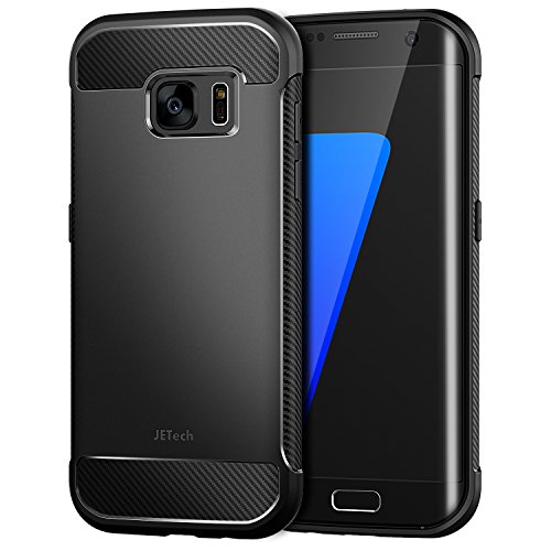 JETech Funda para Samsung Galaxy S7 Edge, Carcasa con Fibra de Carbono, Anti-Choques, Negro