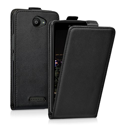 kwmobile Funda Compatible con bq Aquaris U - Carcasa para móvil de Cuero sintético - Case en Negro