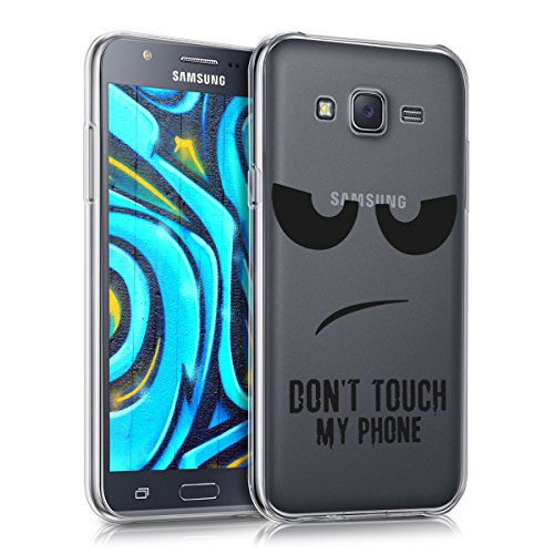 kwmobile Funda Compatible con Samsung Galaxy J5 (2015) - Carcasa de TPU y Don't Touch my Phone en Negro/Transparente