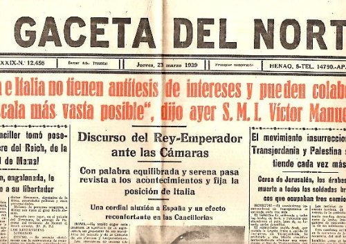 LA GACETA DEL NORTE. AÑO XXXIX. N. 12456. 23-MARZO-1939.