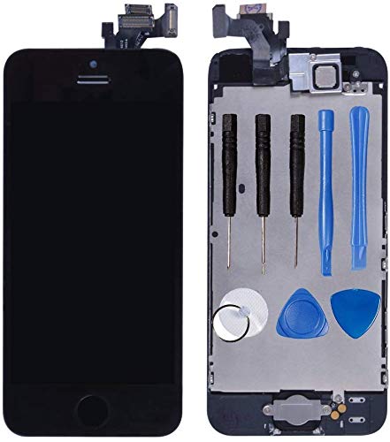 LL Trader Nuevo Negro LCD de Reemplazo Para iPhone 5 5G A1428 A1429 Pantalla Táctil de Repuesto con Herramientas (Botón de inicio + el sensor de cámara + Flex)