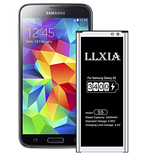LLXIA Batería para Samsung Galaxy S5, 3400mAh de Iones de Litio mejorados Compatible con Original Samsung Galaxy S5 batería(2 años de garantía) LLXIA Batería para Samsung Galaxy S5, 3400mAh de Iones de Litio mejorados Compatible con Original Samsung Galaxy S5 batería(2 años de garantía)