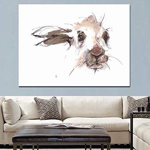Lona abstracta de gallo de conejo, pintura de póster impresa Nursery   Art Animal Minimalista Cuadro de la pared para la sala de estar 70X100 cm Sin marco