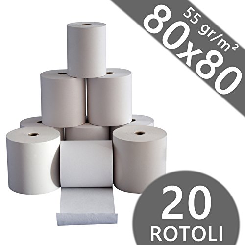 Lote de rollos térmicos 20 80 x 80 mm 55 mt gr. m homologados para caja registradora papel termosensible ^calidad 1