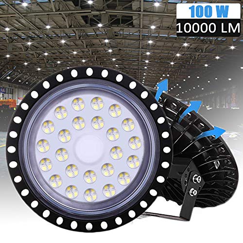 LTPAG 100W UFO Lámpara Alta Bahía, 220V 10000LM Lámpara Industrial, 120° 6000K Luz Blanco Frío, IP65 Impermeable Foco Trabajo LED para Taller, Gimnasio, Nave, Sótano, Garaje, Pared o Techo de Fábrica LTPAG 100W UFO Lámpara Alta Bahía, 220V 10000LM Lámpara Industrial, 120° 6000K Luz Blanco Frío, IP65 Impermeable Foco Trabajo LED para Taller, Gimnasio, Nave, Sótano, Garaje, Pared o Techo de Fábrica